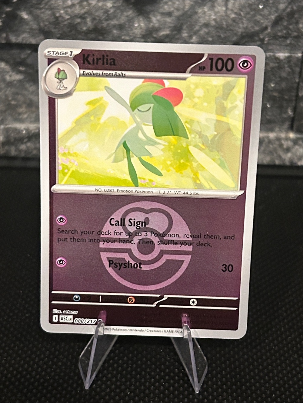 Pokemon Kirlia 088/217 Reverse Holo Rare from‎ Ascended Heroes Set M/NM